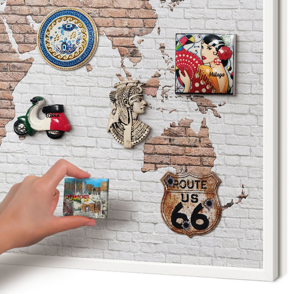 Magnetisch bord voor de muur met witte lijst Bakstenen plattegrond