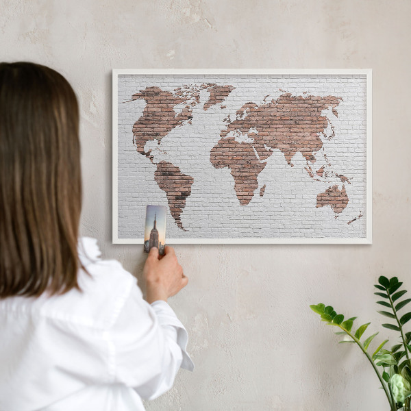 Magnetisch bord voor de muur met witte lijst Bakstenen plattegrond