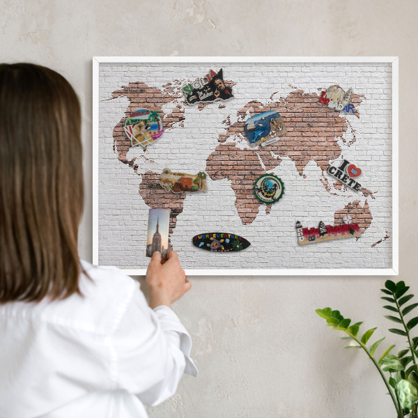 Magnetisch bord voor de muur met witte lijst Bakstenen plattegrond