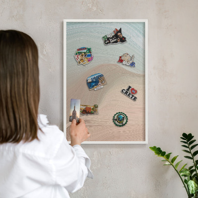 Magnetisch bord van metaal in een witte lijst Pastelkleurige werveling