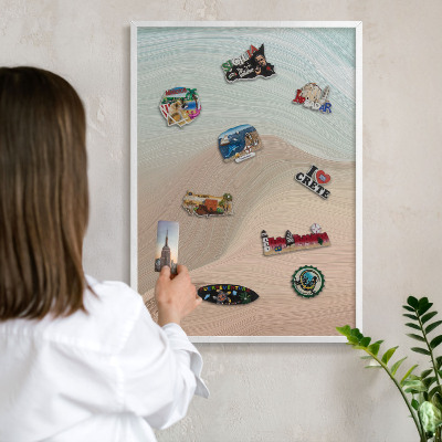 Magnetisch bord van metaal in een witte lijst Pastelkleurige werveling
