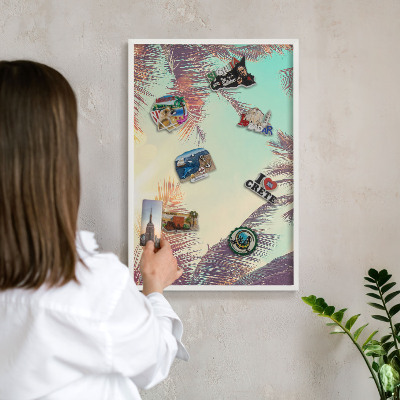 Magnetisch bord van metaal in een witte lijst Tropisch paradijs