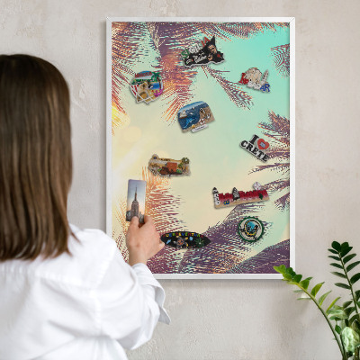 Magnetisch bord van metaal in een witte lijst Tropisch paradijs