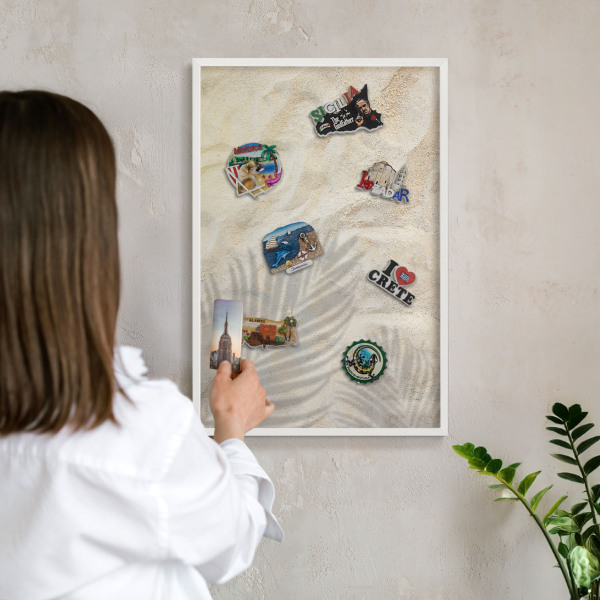 Magnetisch bord voor de muur met witte lijst Tropisch patroon