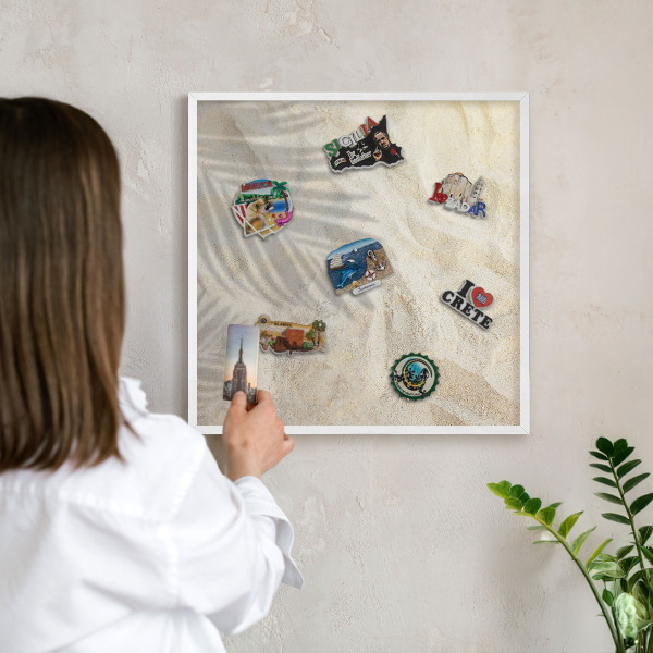 Magnetisch bord voor de muur met witte lijst Tropisch patroon