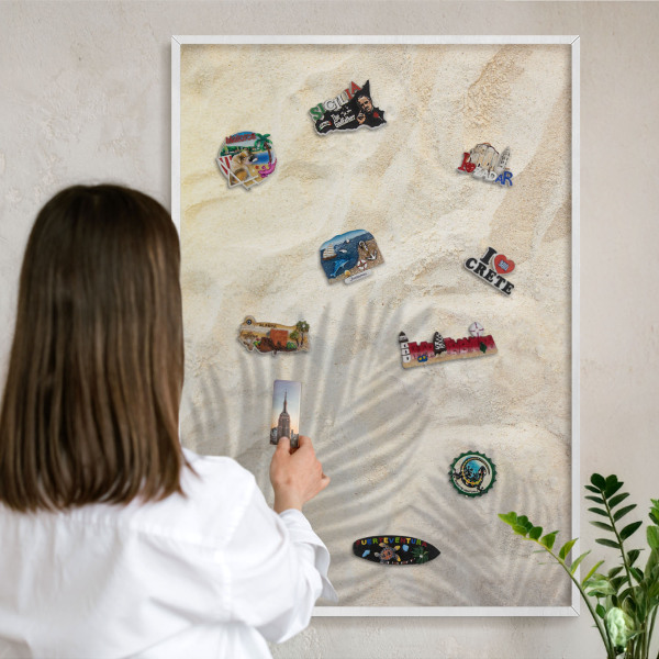 Magnetisch bord voor de muur met witte lijst Tropisch patroon