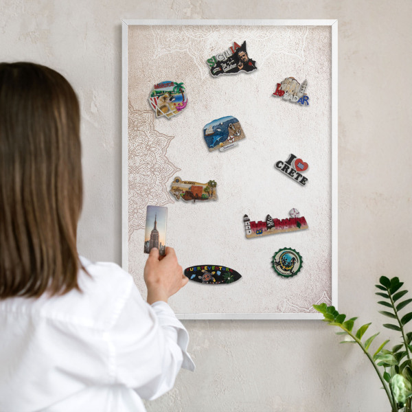 Magnetisch bord voor de muur met witte lijst Etnische patronen