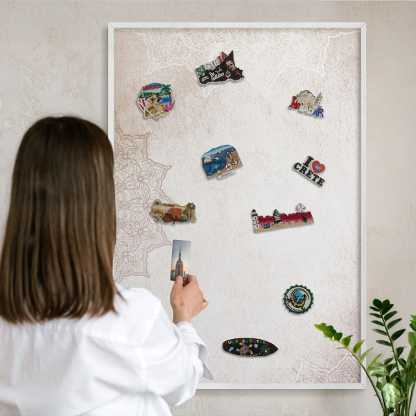 Magnetisch bord voor de muur met witte lijst Etnische patronen