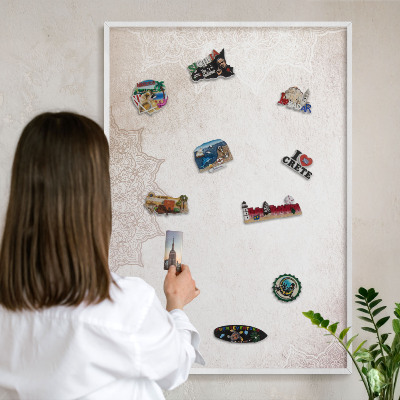 Magnetisch bord voor de muur met witte lijst Etnische patronen