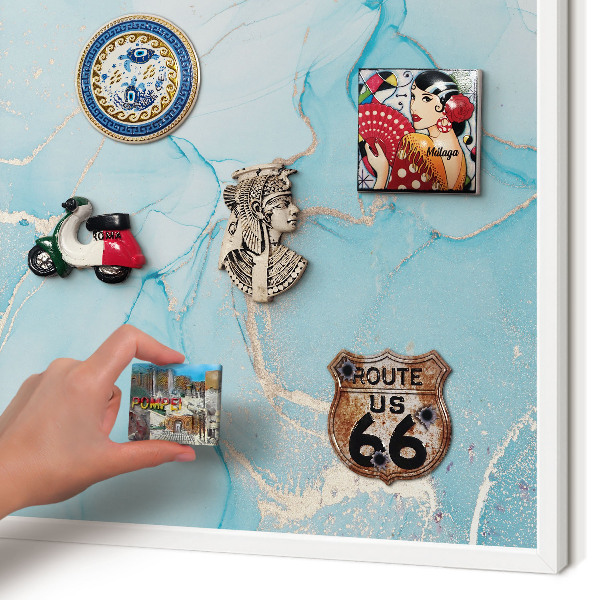 Magnetisch bord van metaal in een witte lijst Turquoise elegantie