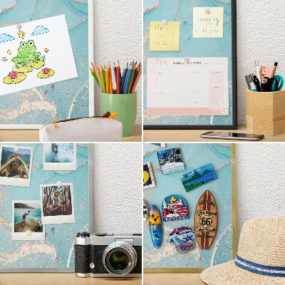 Magnetisch bord van metaal in een witte lijst Turquoise elegantie