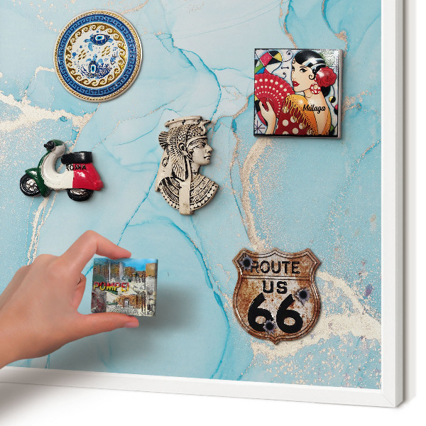 Magnetisch bord van metaal in een witte lijst Turquoise elegantie