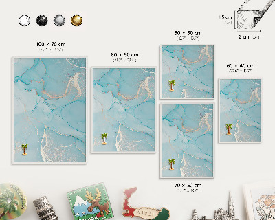 Magnetisch bord van metaal in een witte lijst Turquoise elegantie
