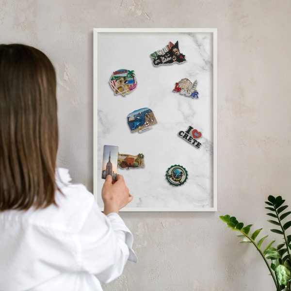 Magnetisch bord voor de muur met witte lijst Elegant marmer