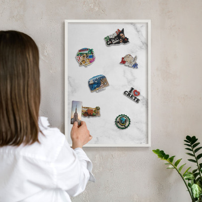 Magnetisch bord voor de muur met witte lijst Elegant marmer