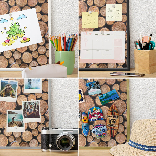 Magnetisch bord voor de muur met witte lijst Houten cirkels