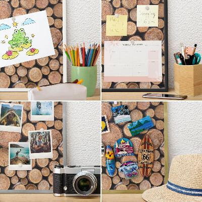 Magnetisch bord voor de muur met witte lijst Houten cirkels