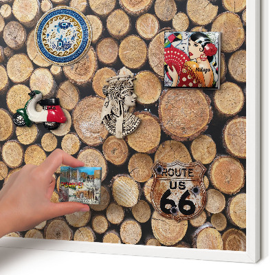 Magnetisch bord voor de muur met witte lijst Houten cirkels