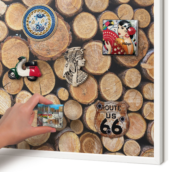 Magnetisch bord voor de muur met witte lijst Houten cirkels
