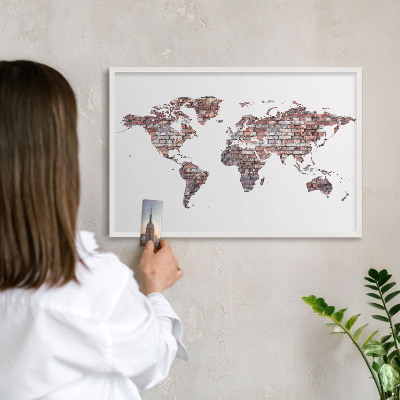 Magnetisch bord van metaal in een witte lijst Baksteenwereld