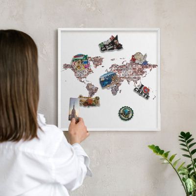 Magnetisch bord van metaal in een witte lijst Baksteenwereld