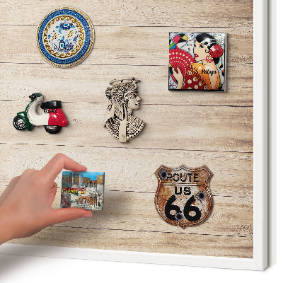 Magnetisch bord voor de muur met witte lijst Houten planken