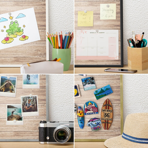 Magnetisch bord voor de muur met witte lijst Houten planken