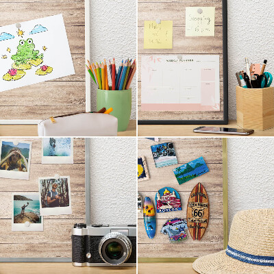 Magnetisch bord voor de muur met witte lijst Houten planken