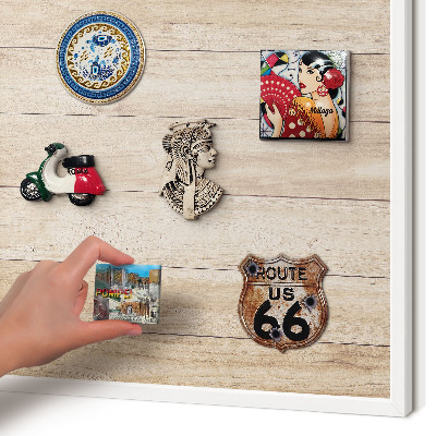 Magnetisch bord voor de muur met witte lijst Houten planken