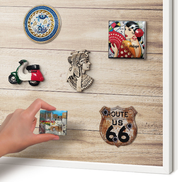Magnetisch bord voor de muur met witte lijst Houten planken