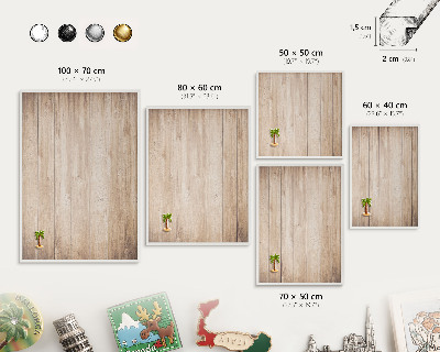 Magnetisch bord voor de muur met witte lijst Houten planken