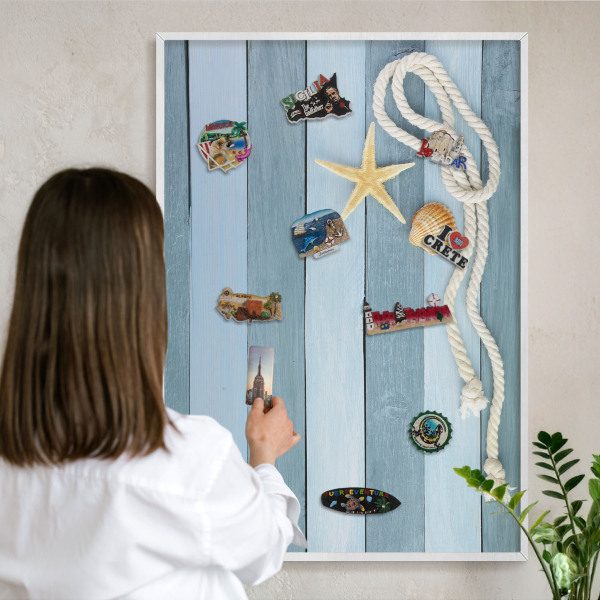 Magnetisch bord voor de muur met witte lijst Maritiem klimaat