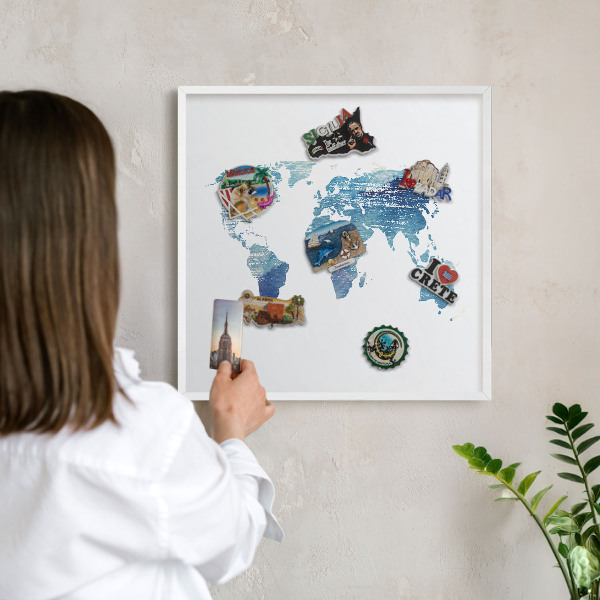 Magnetisch bord van metaal in een witte lijst Aquarelkaart