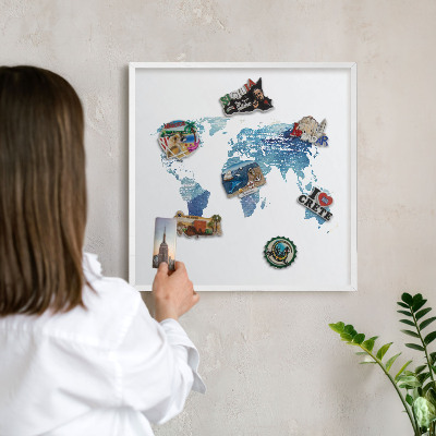 Magnetisch bord van metaal in een witte lijst Aquarelkaart