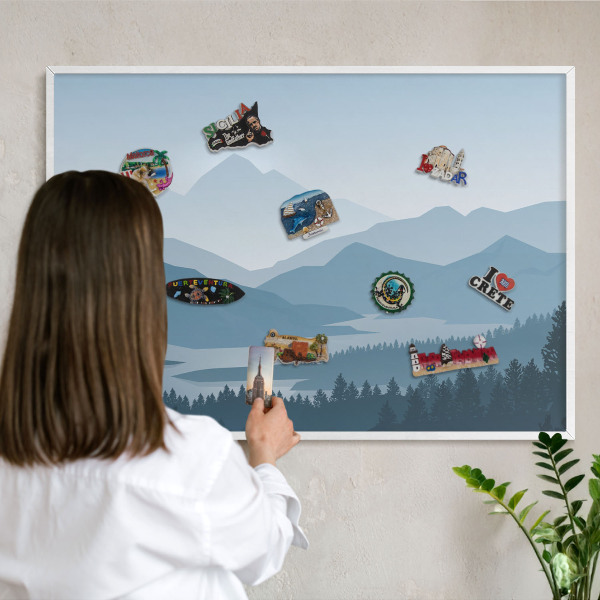 Magnetisch bord van metaal in een witte lijst Berg harmonie