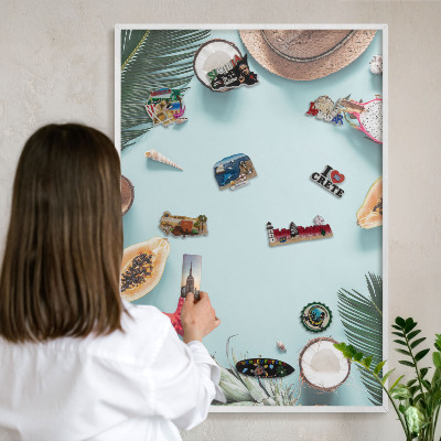 Magnetisch bord voor de muur met witte lijst Tropische vakantie