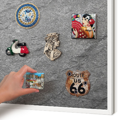 Magnetisch bord van metaal in een witte lijst Grijze steen