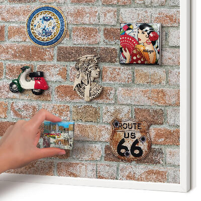 Magnetisch bord voor de muur met witte lijst Bakstenen muur