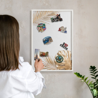 Magnetisch bord voor de muur met witte lijst Elegante bladeren