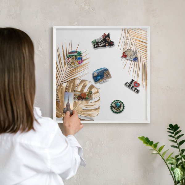 Magnetisch bord voor de muur met witte lijst Elegante bladeren