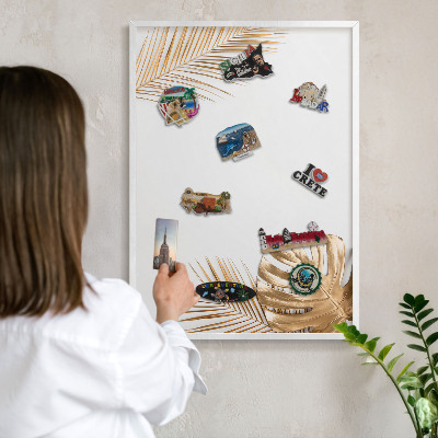 Magnetisch bord voor de muur met witte lijst Elegante bladeren