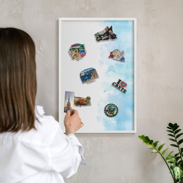 Magnetisch bord voor de muur met witte lijst Rustgevend landschap