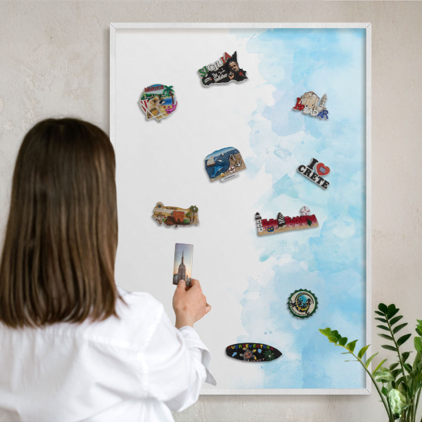 Magnetisch bord voor de muur met witte lijst Rustgevend landschap