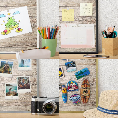 Magnetisch bord van metaal in een witte lijst Houtstructuur