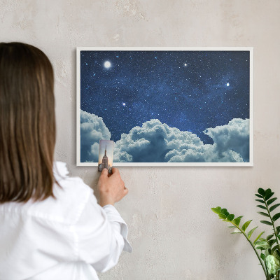 Magnetisch bord van metaal in een witte lijst Kosmische nacht