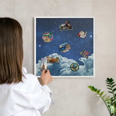 Magnetisch bord van metaal in een witte lijst Kosmische nacht