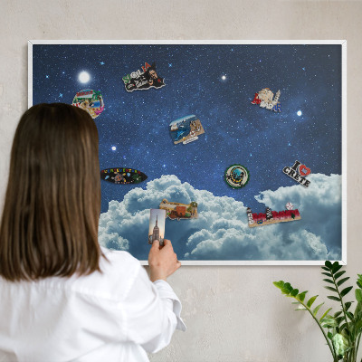 Magnetisch bord van metaal in een witte lijst Kosmische nacht