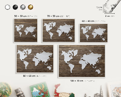 Magnetisch bord van metaal in een witte lijst Houten kaart