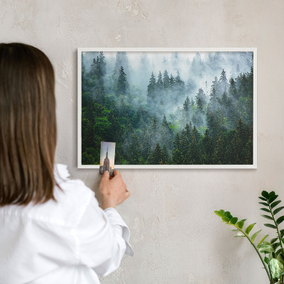 Magnetisch bord van metaal in een witte lijst Mysterieus bos