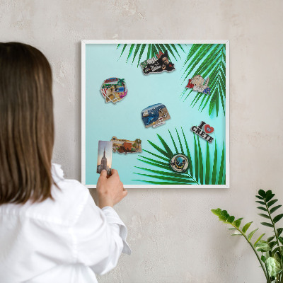 Magnetisch bord voor de muur met witte lijst Groene bladeren